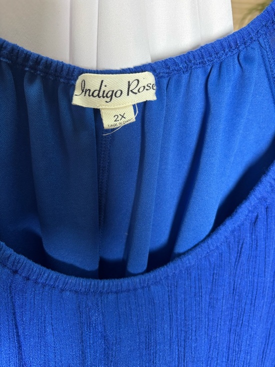 Indigo Rose Women’s Plus Size 2XL Royal Blue Bell Sleeve Lined & Stretchy Dress - Picture 6 of 8